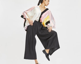 Silky Abstract Leaf Print Co-Ord Set | Two-Piece Women's Outfit
