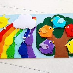 Rainbow Quiet book Pattern pdf ,Soft sensory book template, Felt book pattern pdf