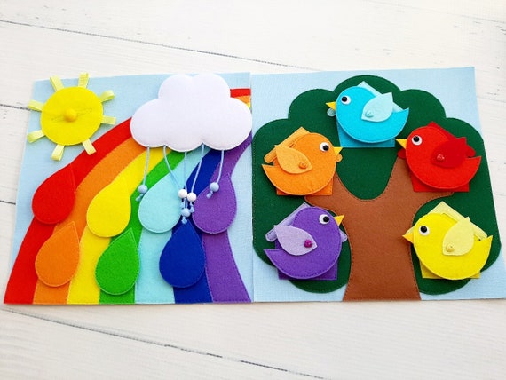 Rainbow Quiet book Pattern pdf ,Soft sensory book template, Felt book pattern pdf