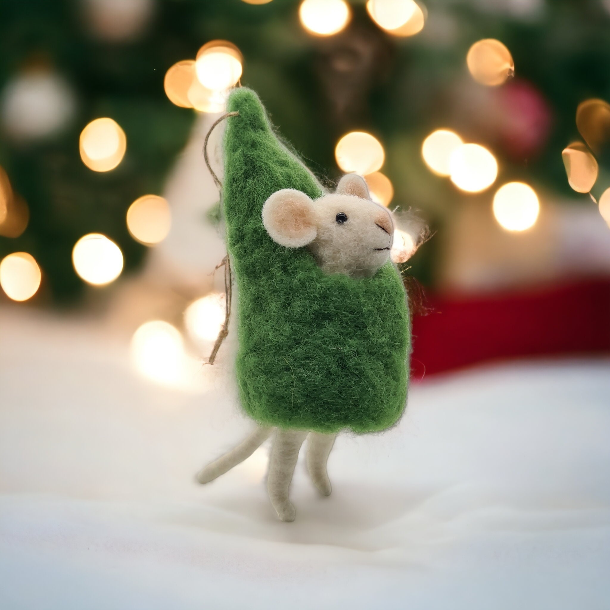 Walbest Wool Felted Christmas Mouse Ornament, Felted Animal Mouse Christmas  Tree Decor, Needle Felted Christmas Mouse Desktop Mouse Doll Felt Gifts