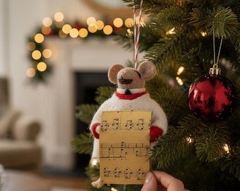 Church Mouse Christmas Hanging Decoration - Handmade Festive Xmas Tree Ornament