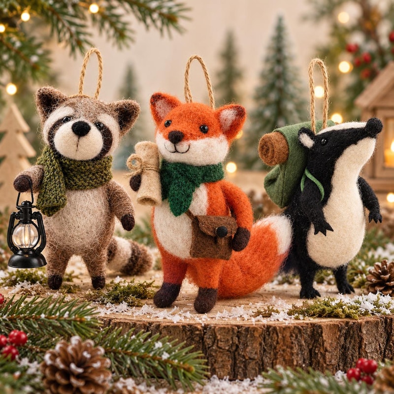 Fox Sowing Pattern Fox Tree Decoration Felt - Etsy UK