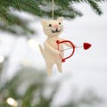 Love Cat with Bow and Arrow - Handcrafted Felt Christmas Decorations – Festive Hanging Animal Figures for Your Tree or Home