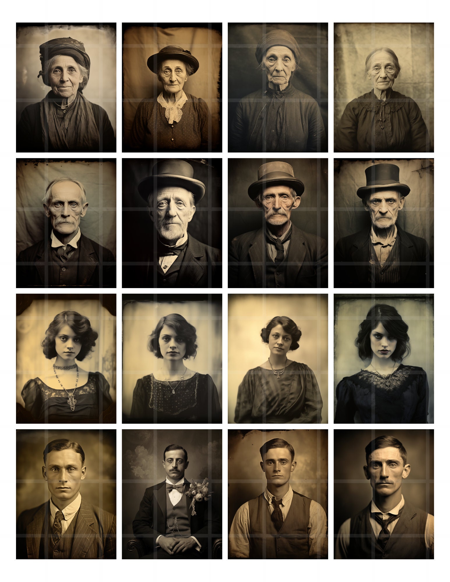 80 Printable Portraits for Scrapbooking, 5 Junk Journal 8.5 X 11 Sheets ...