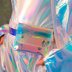 Metaverse Holographic mini bag belt ｜ rave outfit | rainbow bag | DJ | party accessories | galaxy | cos