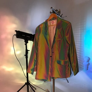 Reflective asymmetrical blazer jacket raincoat cyber galaxy rave