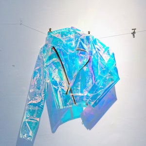 See through best sale holographic jacket