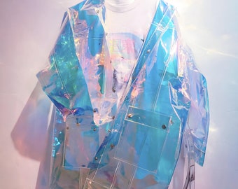 Plus size holographic jacket top