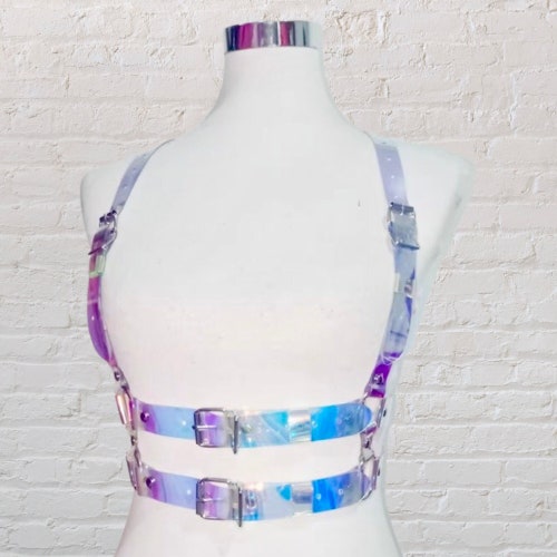 Holographic iridescent strap top belt rave goth Accessories | Holographic Iridescent Strap Top Belt Rave  main image 2