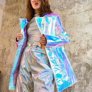 Holographic unicorn oversize long jacket cyber galaxy party festival image 3