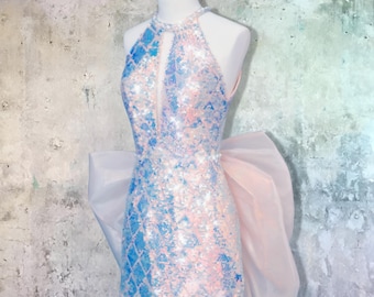 Holographic Sequin Party Dress: Unicorn Crystal Birthday Costume