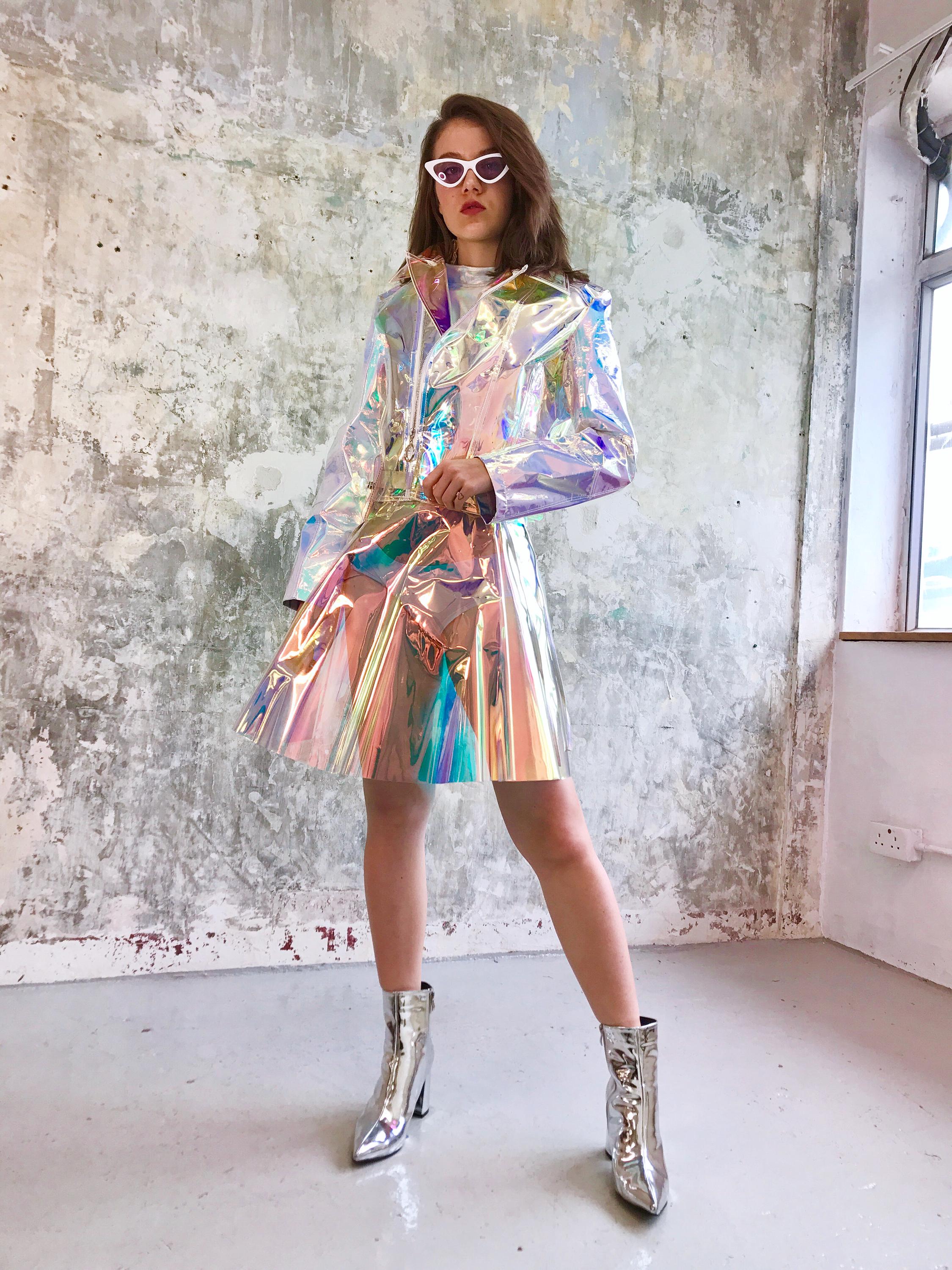 Iridescent pvc skirt hot sale