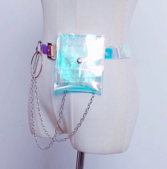 Holographic PVC Belt: Iridescent Rave Festival Fashion With  display picture 1