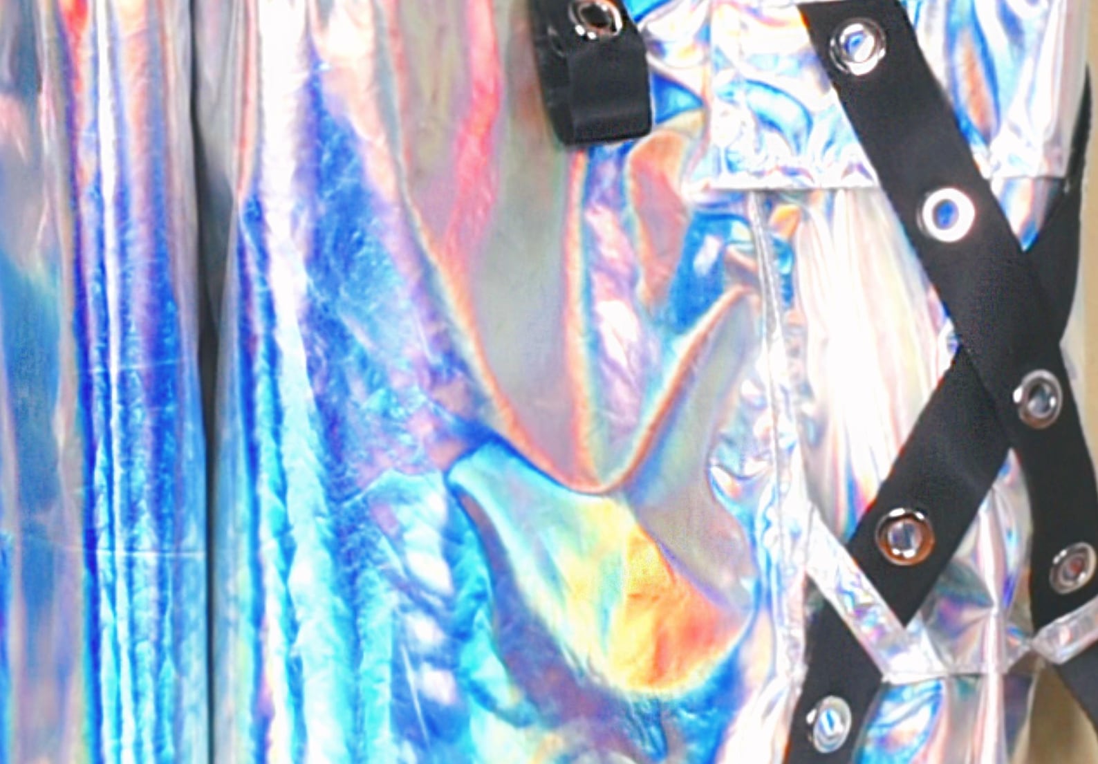 Cyber Rave Holographic Iridescent Pants Cyber Rave Festival Outfit , Hiphop Dance ...