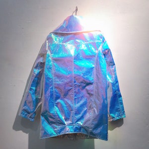 Holographic unicorn oversize long jacket cyber galaxy party festival image 7
