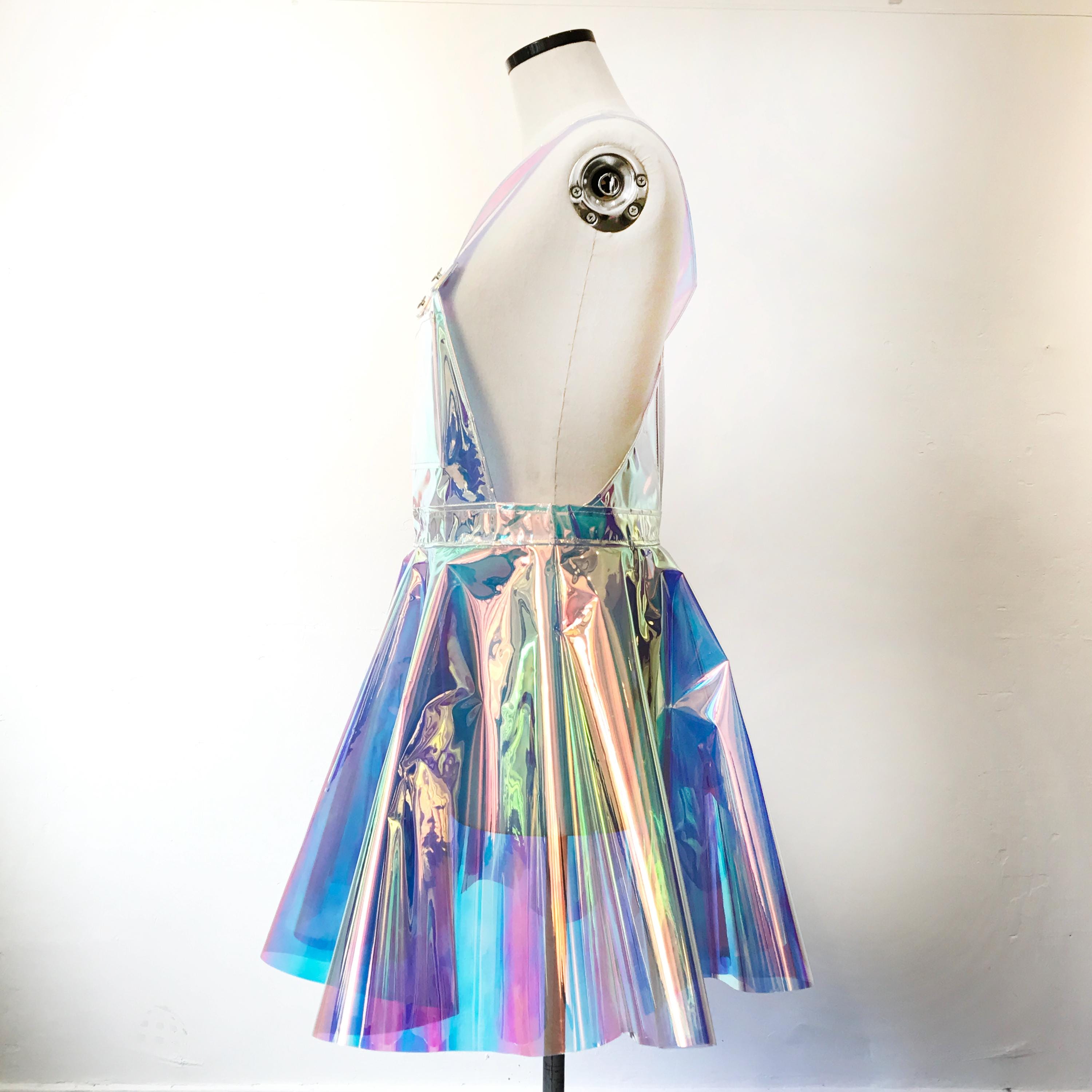 iridescent skater dress Iridescent Glitter Tank Corset Skater Dress with Pockets