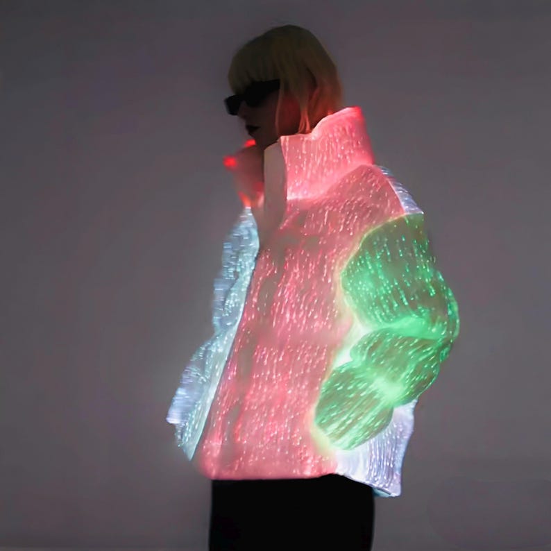 Iridescent Cyber LED Fiber Optic Jacket Rave Festival Outfit Glowing ...