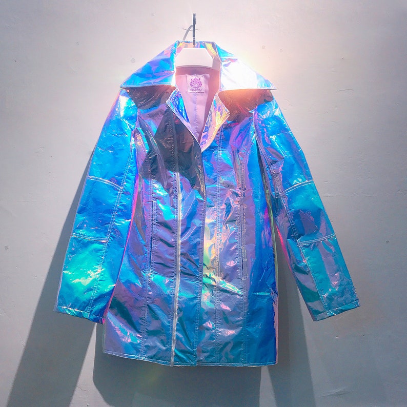 Holographic unicorn oversize long jacket cyber galaxy party festival image 6