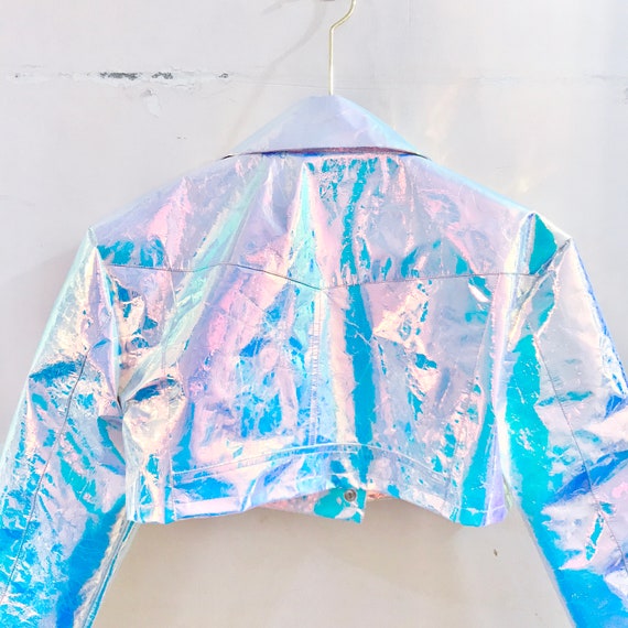 【INCHANT ME】Born to Ribbon Overfit Crop Jacket easyforever Women's Patent Leather Jacket Shiny Metallic