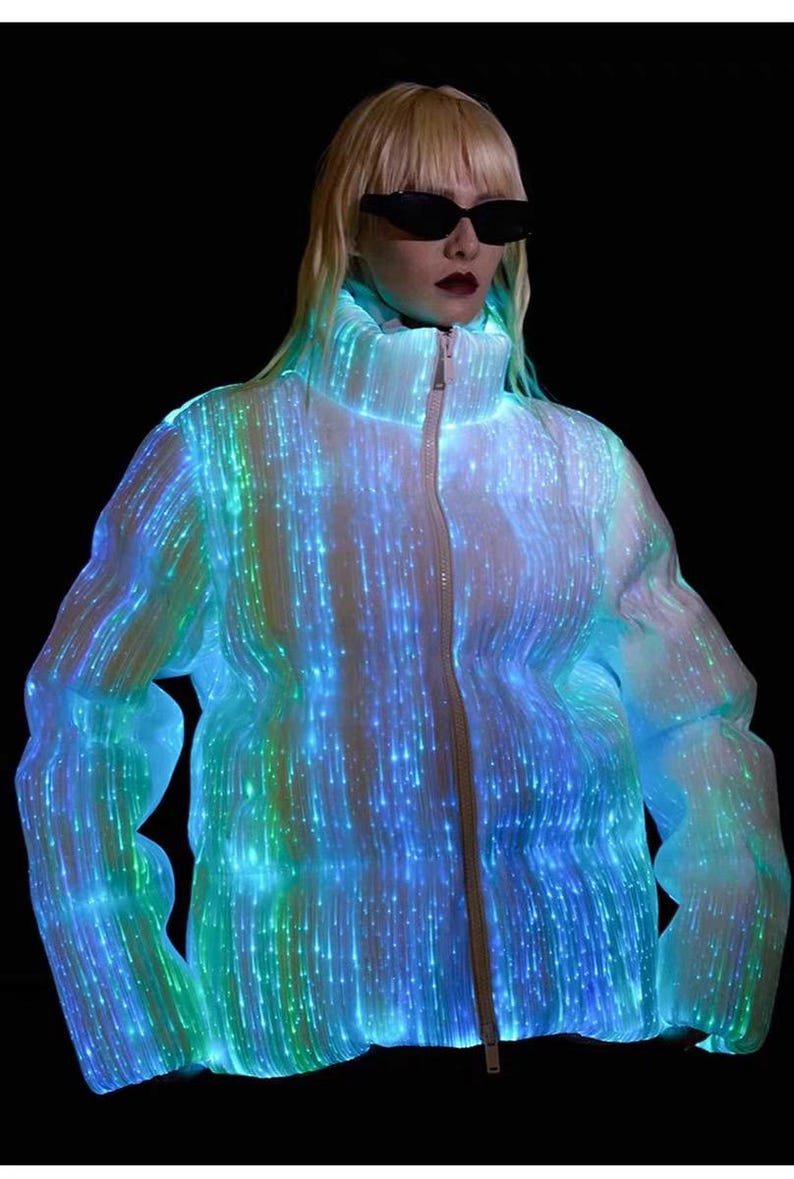Iridescent Cyber LED Fiber Optic Jacket Rave Festival Outfit Glowing ...