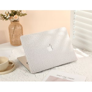 Étui en cuir pelucheux blanc perle pour MacBook M2 Air 13 A2681, M2 Pro 13 A2338, étui MacBook pour 2023 M2 Air 15 pouces Pro 14 16 pouces