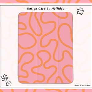 Maze Orange Line iPad case  iPad Cover for iPad 2021 iPad with Pencil Holder for iPad 10/9/8, 10.2，iPad Air 4/5, iPad Pro 11/12.9