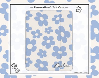 Blått Petite Floret iPad-skal iPad-fodral för iPad 2021 iPad med pennhållare för iPad 10/9/8, 10.2, iPad Air 4/5, iPad Pro 11/12.9