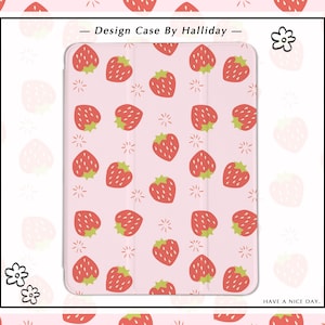 Strawberry Collage iPad Case iPad Cover for iPad 2021 iPad with Pencil Holder for iPad 10/9/8, 10.2，iPad Air 4/5, iPad Pro 11/12.9