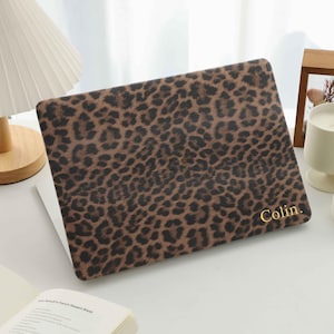 Leopard Print Leather MacBook Case for New M2 Air 13 A2681 M2 Pro 13 A2338, MacBook Case for 2024 All New MacBook M2 M3 M4 Laptop Case