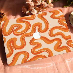 Orange Psychedelic Ripple Hard Protective Personalize Macbook Case for 2022 M2 13.6 A2681 MacBook Air/Pro 13 14 16 15 inch Laptop