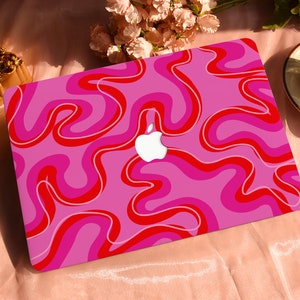 Hot Pink Psychedelic Ripple Hard Protective Personalize Macbook Case for 2022 M2 13.6 A2681 MacBook Air/Pro 13 14 16 15 inch Laptop