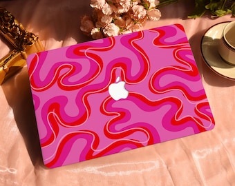 Hot Pink Psychedelic Ripple Hard Protective Personalize Macbook Case for 2022 M2 13.6 A2681 MacBook Air/Pro 13 14 16 15 inch Laptop