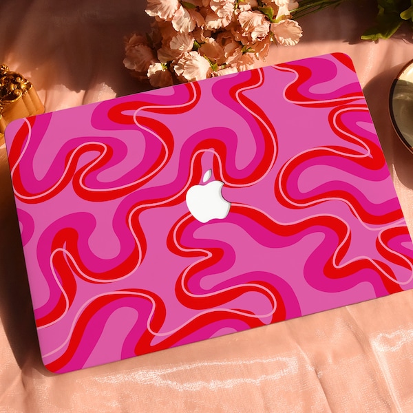 Funda protectora dura para Macbook 2022 M2 13,6 A2681 MacBook Air/Pro 13 14 16 15 pulgadas, color rosa psicodélico ondulado