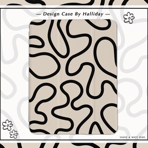 Maze Black Line iPad case iPad Cover for iPad 2021 iPad with Pencil Holder for iPad 10/9/8, 10.2，iPad Air 4/5, iPad Pro 11/12.9