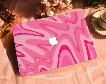 Pink Lines Hard Protective Personalize Macbook Case for 2022 M2 13.6 A2681 MacBook Air/Pro 13 14 16 15 inch Laptop