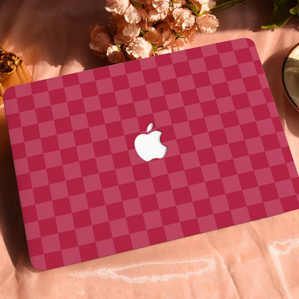 Magenta Chessboard Hard Protective Personalize Macbook Case for 2022 M2 13.6 A2681 MacBook Air/Pro 13 14 16 15 inch Laptop