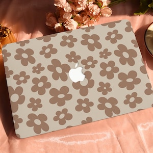 Marron Petite Floret Dur De Protection Personnaliser Macbook Case pour 2022 M2 13.6 A2681 MacBook Air/Pro 13 14 16 15 pouces Ordinateur Portable