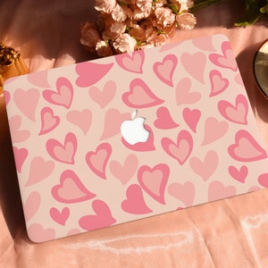 Pink Heart Print Hard Protective Personalize Macbook Case for 2022 M2 13.6 A2681 MacBook Air/Pro 13 14 16 15 inch Laptop