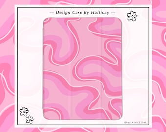 Pink Psychedelic Ripple iPad case  iPad Cover for iPad 2021 iPad with Pencil Holder for iPad 10/9/8, 10.2，iPad Air 4/5, iPad Pro 11/12.9