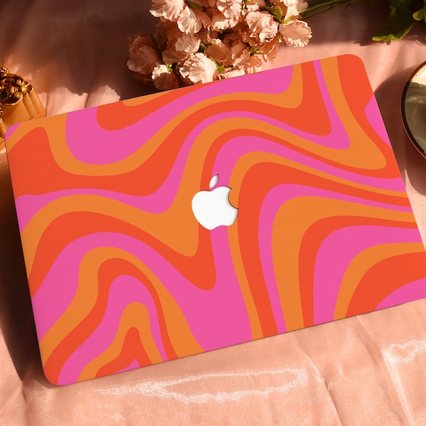 Coque de protection rigide Artistic Wave Stripe à personnaliser pour MacBook Air/Pro 13 14 16 15 pouces 2022 M2 13,6 A2681