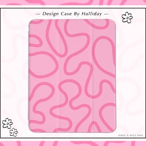 Maze Pink Line iPad case  iPad Cover for iPad 2021 iPad with Pencil Holder for iPad 10/9/8, 10.2，iPad Air 4/5, iPad Pro 11/12.9