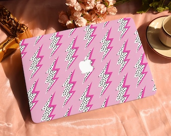 Pink Lightning Hard Protective Personalize Macbook Case for 2022 M2 13.6 A2681 MacBook Air/Pro 13 14 16 15 inch Laptop