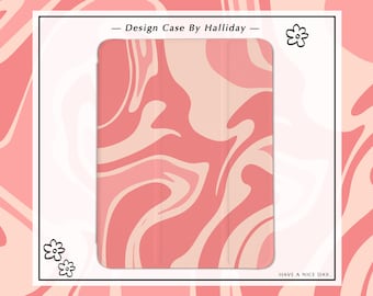 May include: A pink and cream swirl design tablet case with the text "Design Case By Halliday" and "HAVE A NICE DAY."