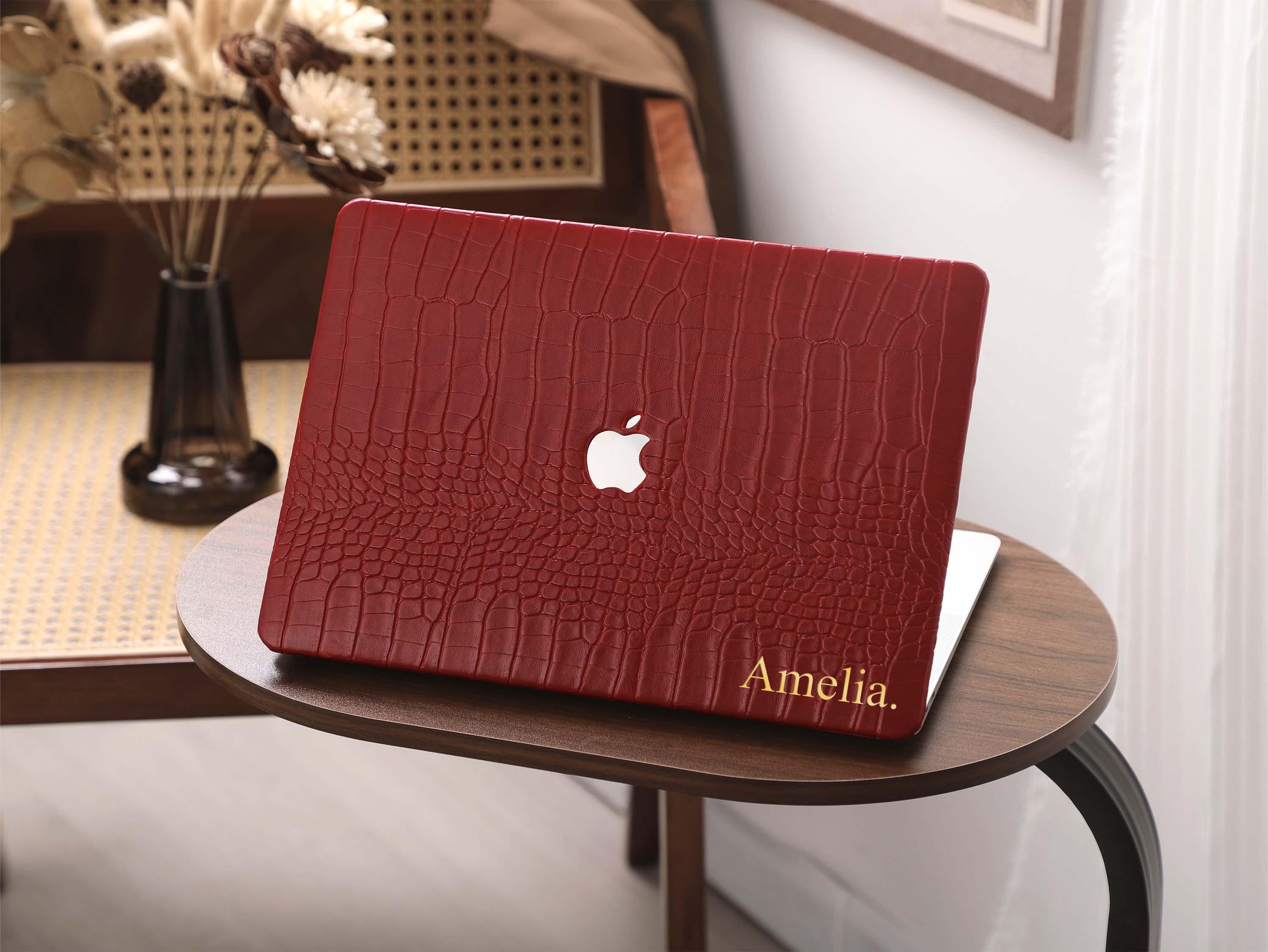 Crocodile MacBook Case Burgundy