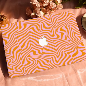Orange Abstract Swirl Hard Protective Personalize Macbook Case for 2022 M2 13.6 A2681 MacBook Air/Pro 13 14 16 15 inch Laptop
