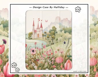 Funda para iPad con diseño de paisaje rural, compatible con iPad (modelos 2021), iPad Air (modelos 4 y 5) y iPad Pro (modelos 11 y 12,9). Incluye soporte para Apple Pencil.
