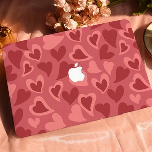 Red Heart Print Hard Protective Personalize Macbook Case for 2022 M2 13.6 A2681 MacBook Air/Pro 13 14 16 15 inch Laptop