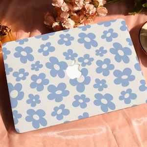 Blue Petite Floret Hard Protective Personalize Macbook Case for 2022 M2 13.6 A2681 MacBook Air/Pro 13 14 16 15 inch Laptop