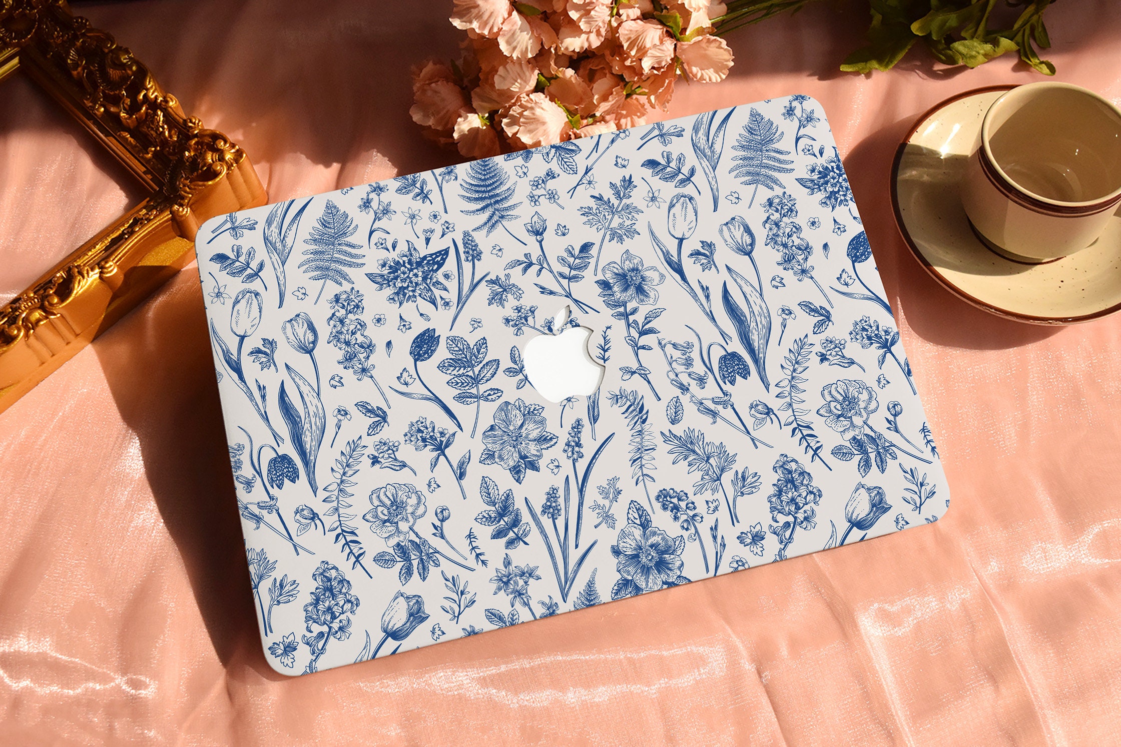 Deep Blue Flower Sea Hard Protective Personalize Macbook Case for 2022 M2 13.6 A2681 MacBook Air/Pro 13 14 16 15 inch Laptop