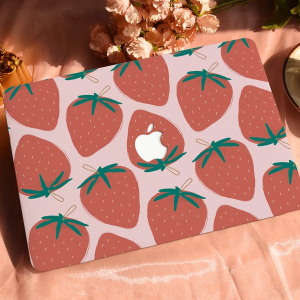 Étui de protection rigide à personnaliser Fraises sur la mer rose pour MacBook Air/Pro 13 14 16 15 pouces 2022 M2 13,6 A2681